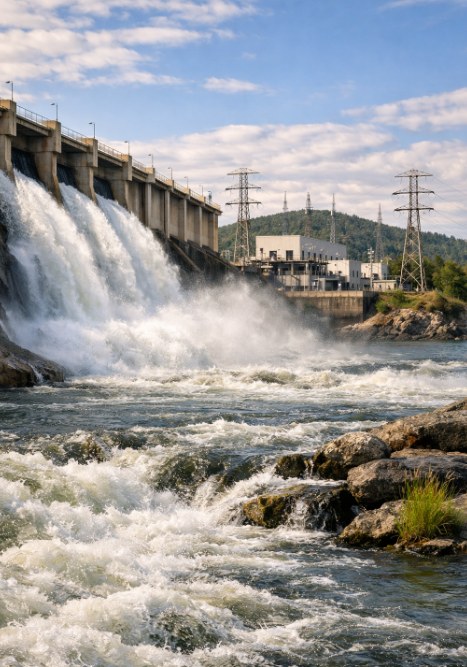 Hydropower dam releasing water